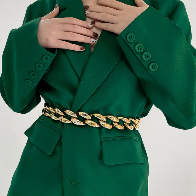 Chaîne de taille pour femme en métal doré ajouré, chaîne de corps personnalisée, chaîne cubaine simple et sexy, accessoires de robe. Main Image
