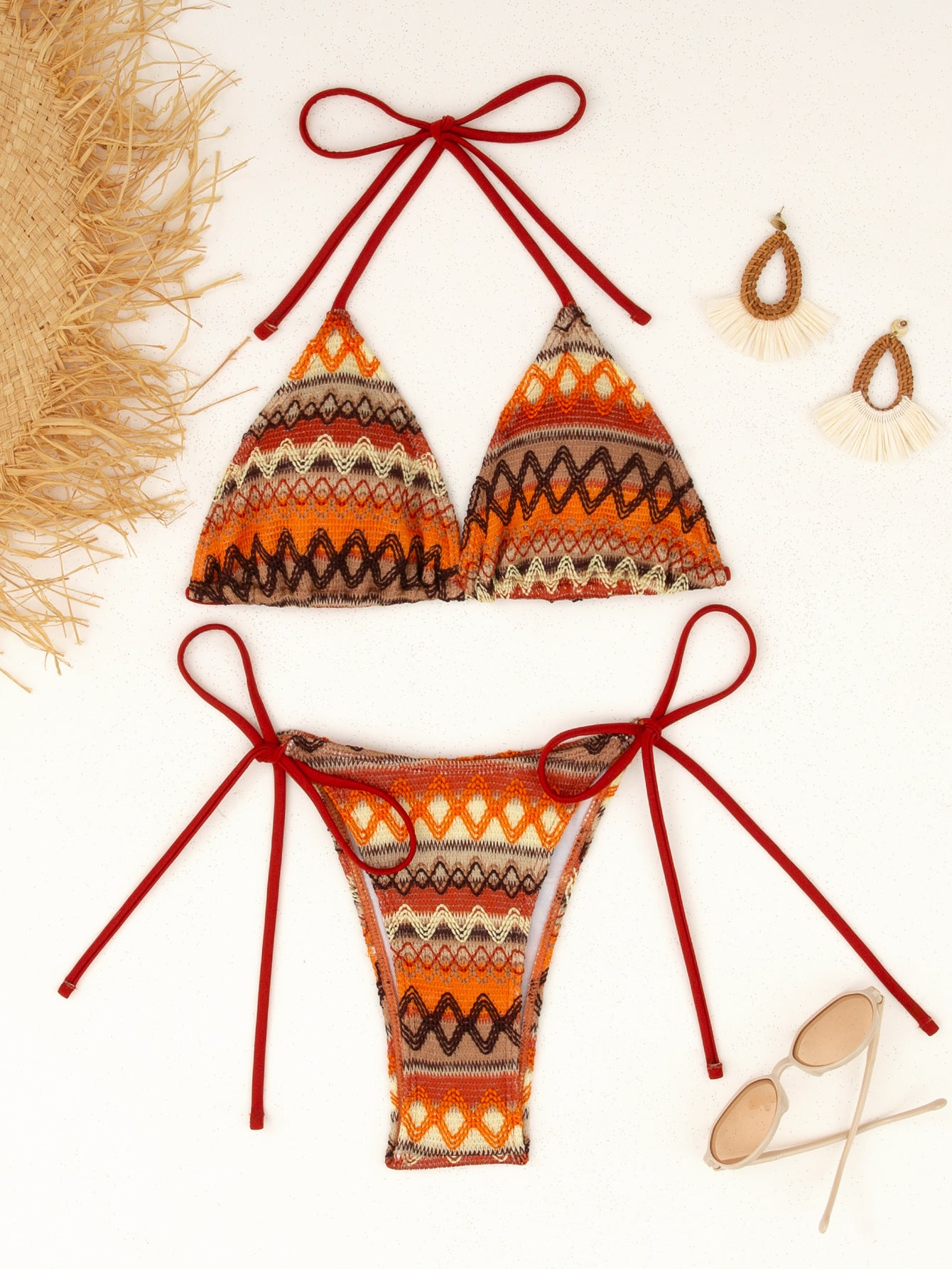 Maillot de bain deux pièces en tricot pour femme