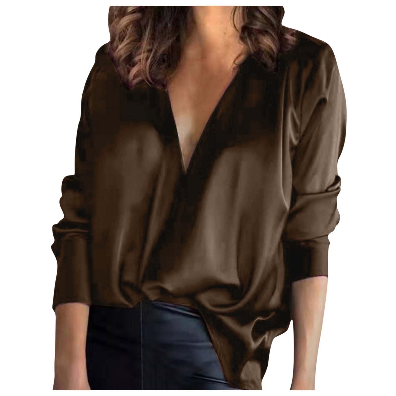 Chemise en satin à manches longues pour femmes, style tempérament, idéale pour le trajet quotidien