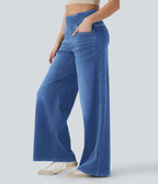 Jean ample et extensible à jambe large et taille haute pour femme