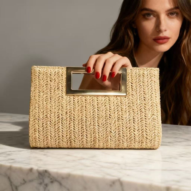 Sac à main pochette tissé avec chaîne pour femme Hover Image