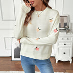 Sweet Crew Neck Pullover Sweater Women