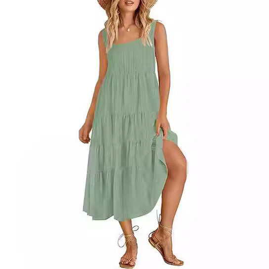Robe sans manches dos nu ample pour femme