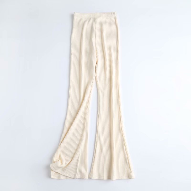 Slim Short Long Sleeved T Shirt Women  Highwaist Flared Trousers