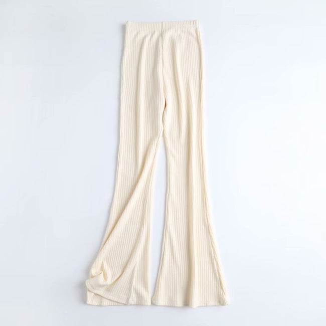 T-shirt femme moulant à manches longues - Pantalon évasé taille haute Hover Image