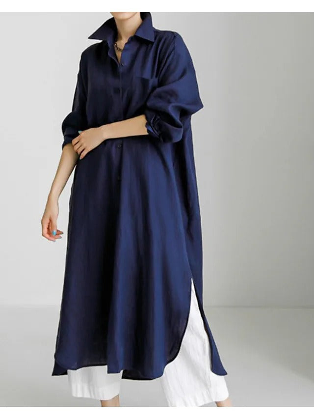 Cardigan Femme Coton et Lin Robe Mi-Manches Femme