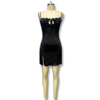 Robe fendue sans manches en dentelle pour femmes de style mode