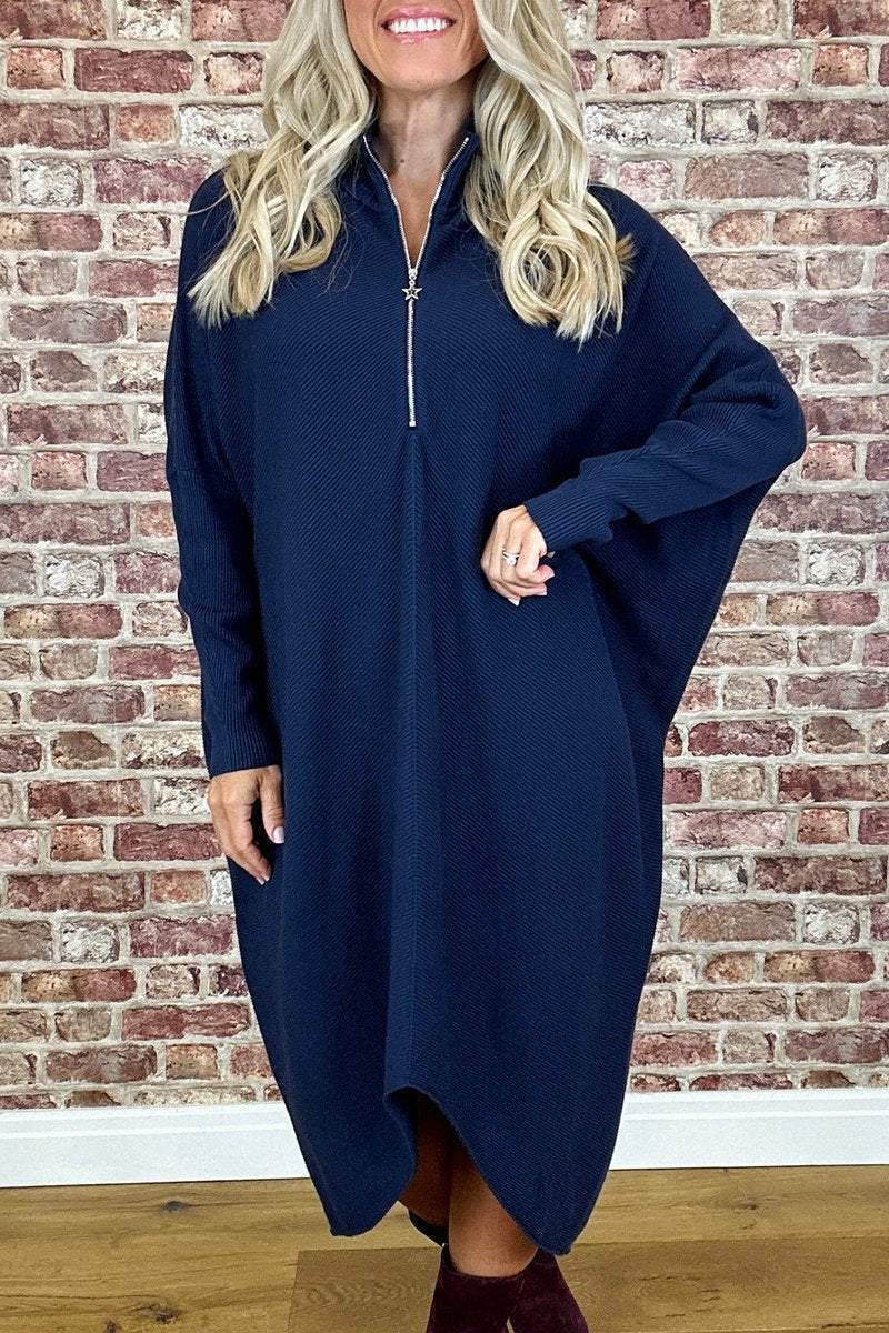 Robe ample en tricot de couleur unie pour femme