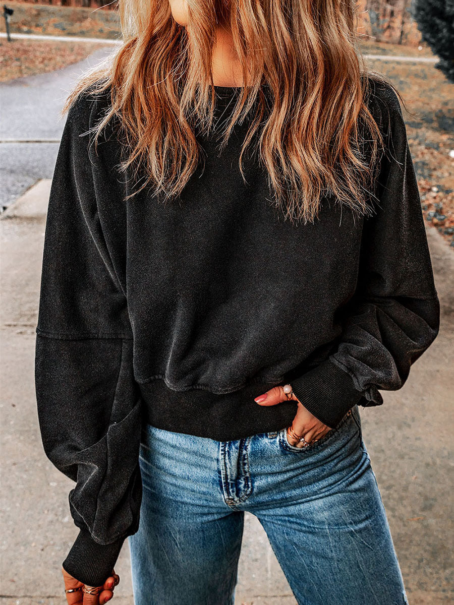 Pull sans dos pour femmes Haut à manches longues de couleur unie pour femmes
