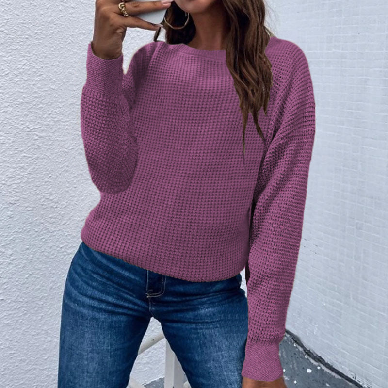 Haut tricoté pull de couleur unie pour femmes