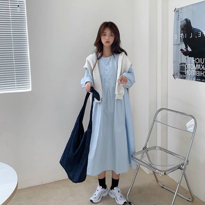 Robe longue douce chemise style français