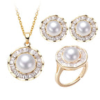 Parure Collier Bague Boucles d'Oreilles Perles