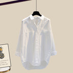 Ensemble trois pièces pull tricoté, chemise et pantalon large pour femme, collection automne-hiver