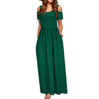 Robe longue à manches courtes imprimé fleurs multicolores