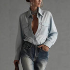 Chemise à col manches longues décontractée et élégante pour femme
