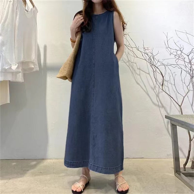 Robe gilet en jean pour femme Hover Image