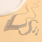 Collier bracelet boucles d'oreilles en forme de diamant pour femmes