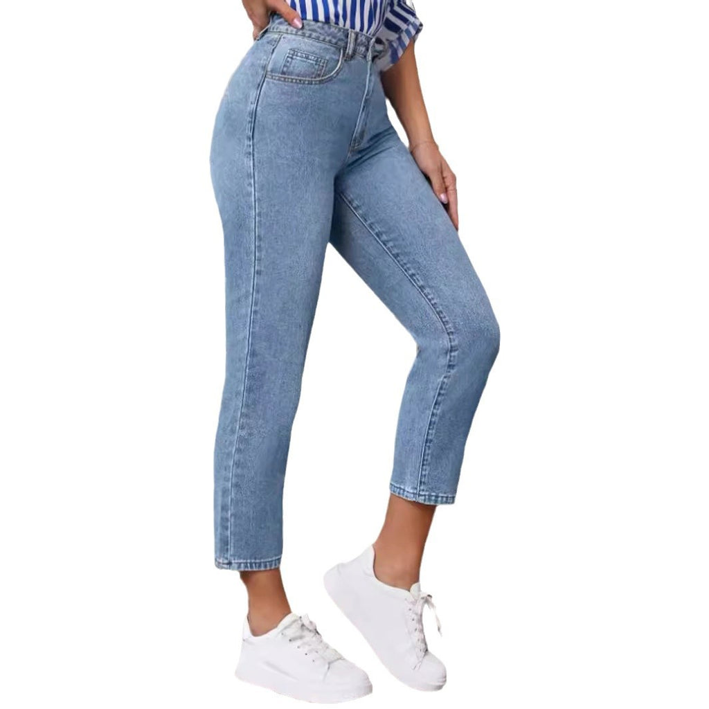 Jean skinny stretch rétro taille haute pour femme