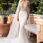Robe de mariée sirène creuse à col profond pour femme