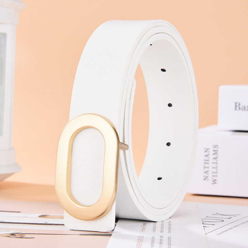 Ceinture pour femme à boucle ovale en alliage, simple et polyvalente