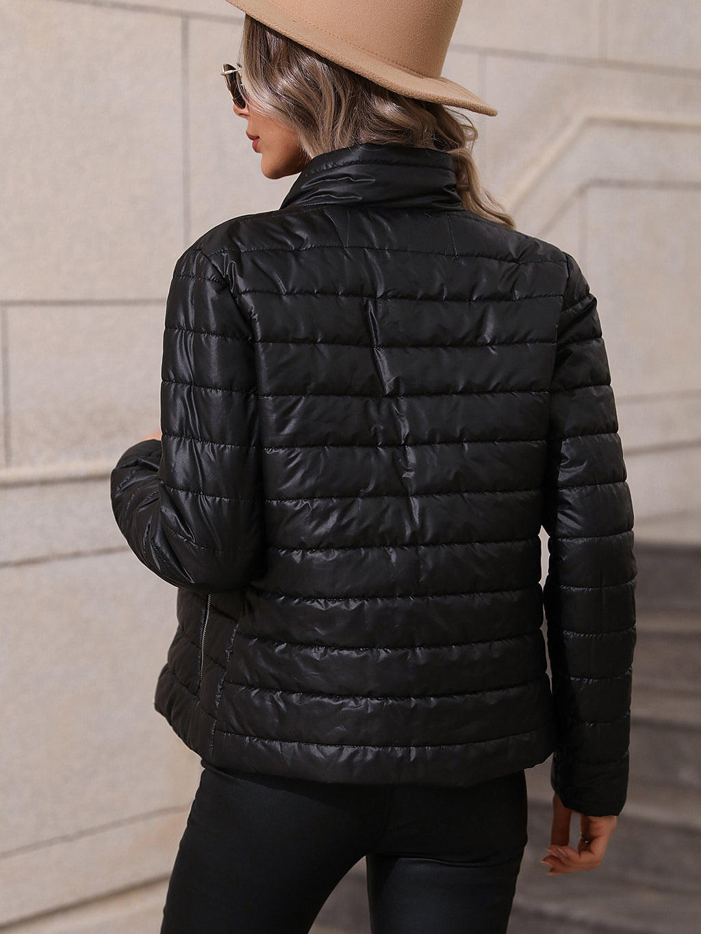 Vêtements pour femmes européennes et américaines, manteau décontracté en coton à demi-col roulé