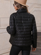Vêtements pour femmes européennes et américaines, manteau décontracté en coton à demi-col roulé