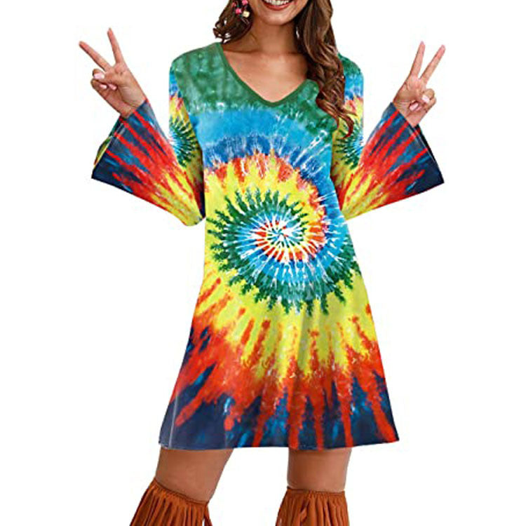 Robe imprimée hippie pour femme