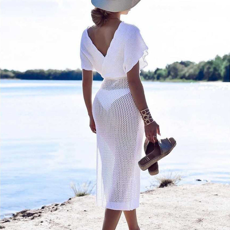 Cache-maillot de plage femme robe de protection solaire ajourée pour vacances en bord de mer