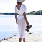 Cache-maillot de plage femme robe de protection solaire ajourée pour vacances en bord de mer