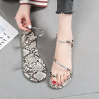 Sandales serpent pour femmes, mélange de couleurs, plates, de créateur, mules colorées à enfiler, grandes tailles, tongs