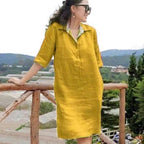 Nouvelle robe mi-longue ample à col en V pour femme