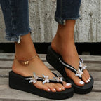 Sandales Papillon Tongs Extérieures Chaussures de Plage d'Été Femme