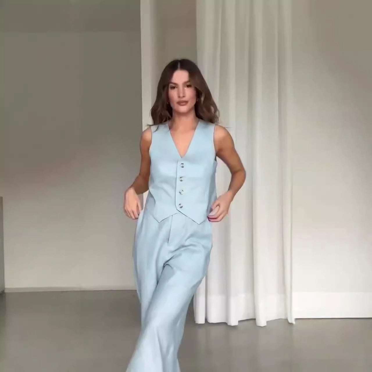 Season New Women's Clothing Solid Color Polo Collar Suit Trousers Two-piece Set