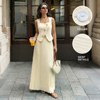 Ensemble tailleur jupe longue plissée élégante et à la mode pour femme
