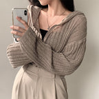 Manteau pull de couleur unie à la mode pour femme
