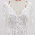 Robe de mariée sexy en dentelle à manches longues, robe de soirée