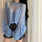 Pull en tricot à manches lanternes et sens artistique pour femme