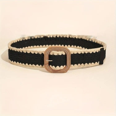Ceinture en herbe PP élastique à boucle en bois de style européen et américain