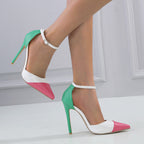 Talons aiguilles pointus creux pour femme avec couleurs assorties
