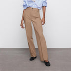 Pantalon décontracté taille haute droit amincissant pour femme