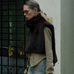 Nouveau gilet en fourrure sans manches à demi-col roulé de couleur unie pour femmes