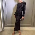 Robe de soirée sexy dos nu à paillettes pour femme automne hiver