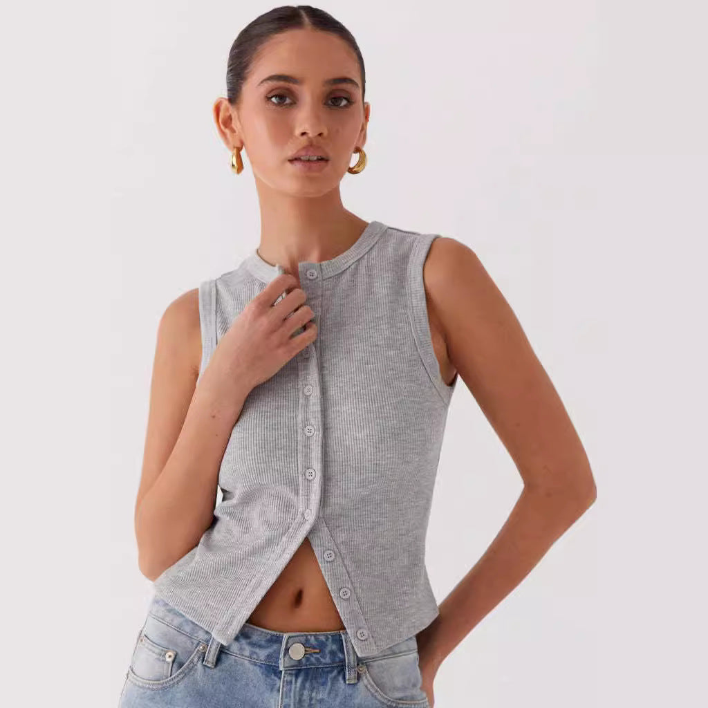 Gilet sans manches coupe ajustée pour femme