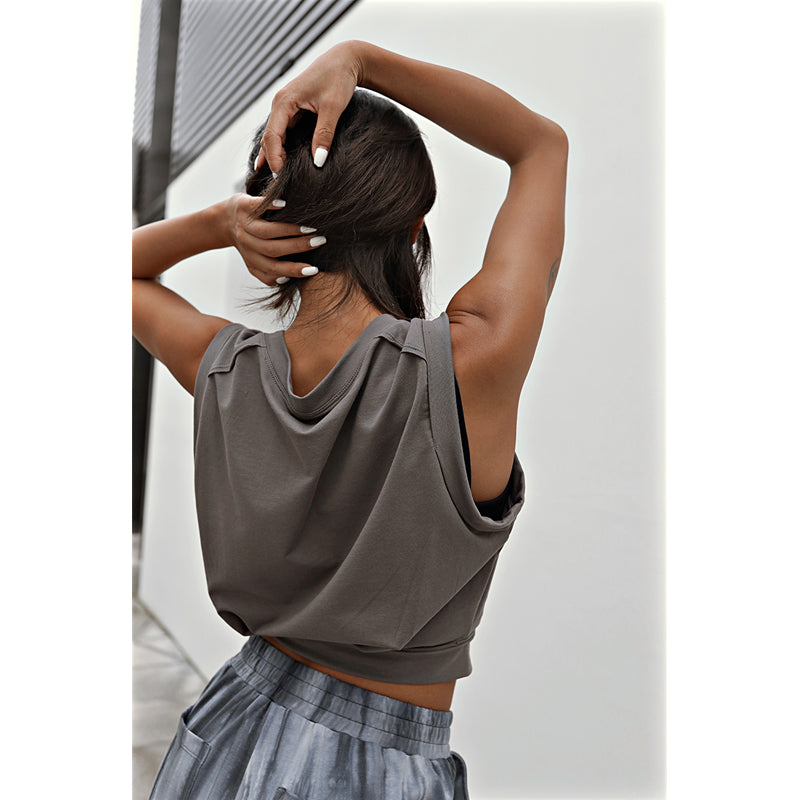 Débardeur de sport sans manches T-shirt femme Yoga Été Ample Décontracté