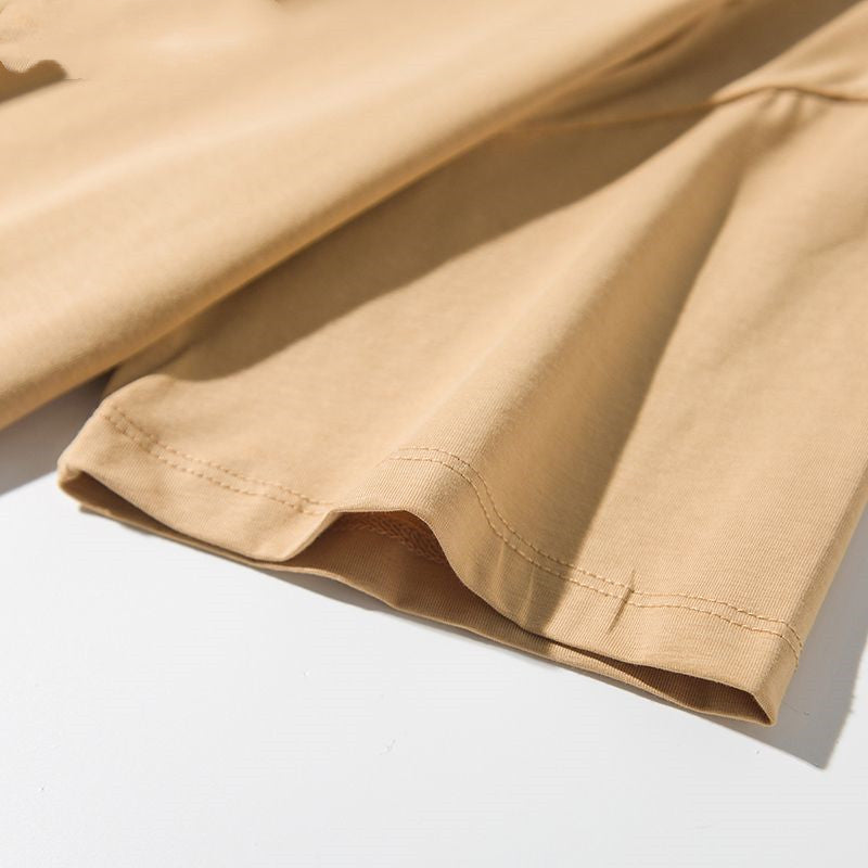 T-shirt basique en maille unie pour femme, en coton décontracté