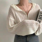 Manteau pull de couleur unie à la mode pour femme