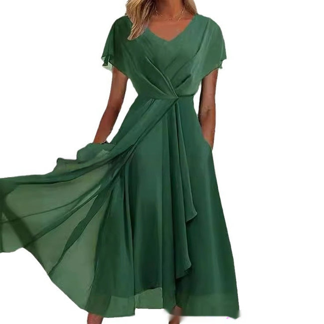 Robe en mousseline unie pour femme Main Image