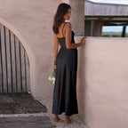 Robe fendue unie pour femme