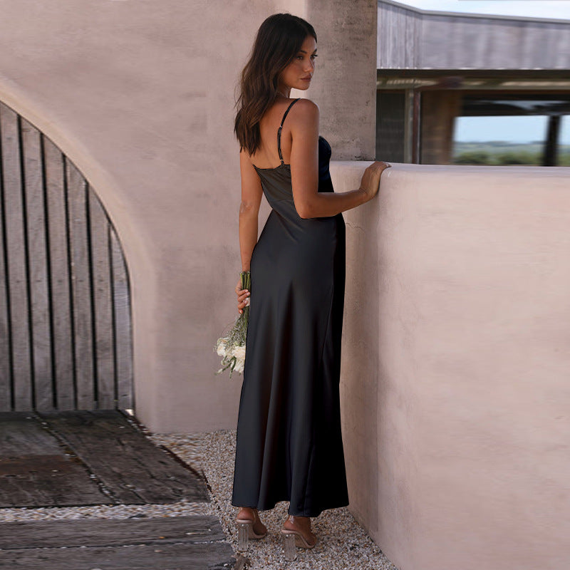 Robe fendue unie pour femme