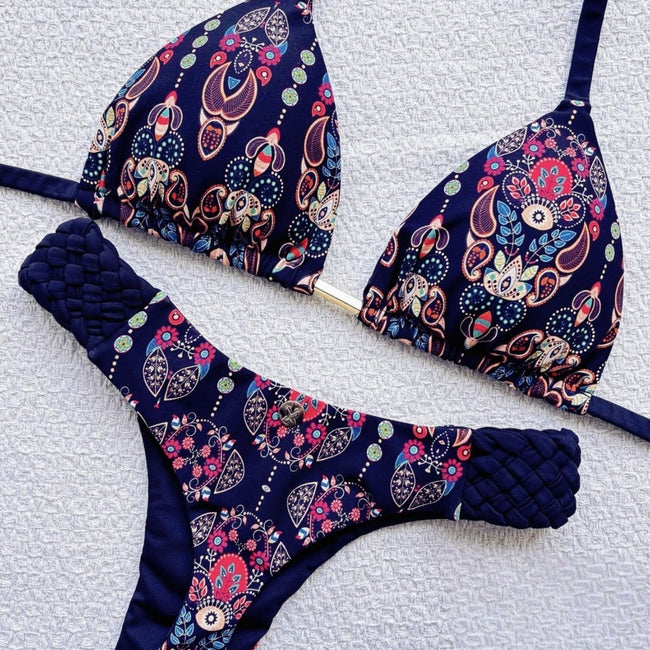 Bikini imprimé corde tressée pour femme Main Image